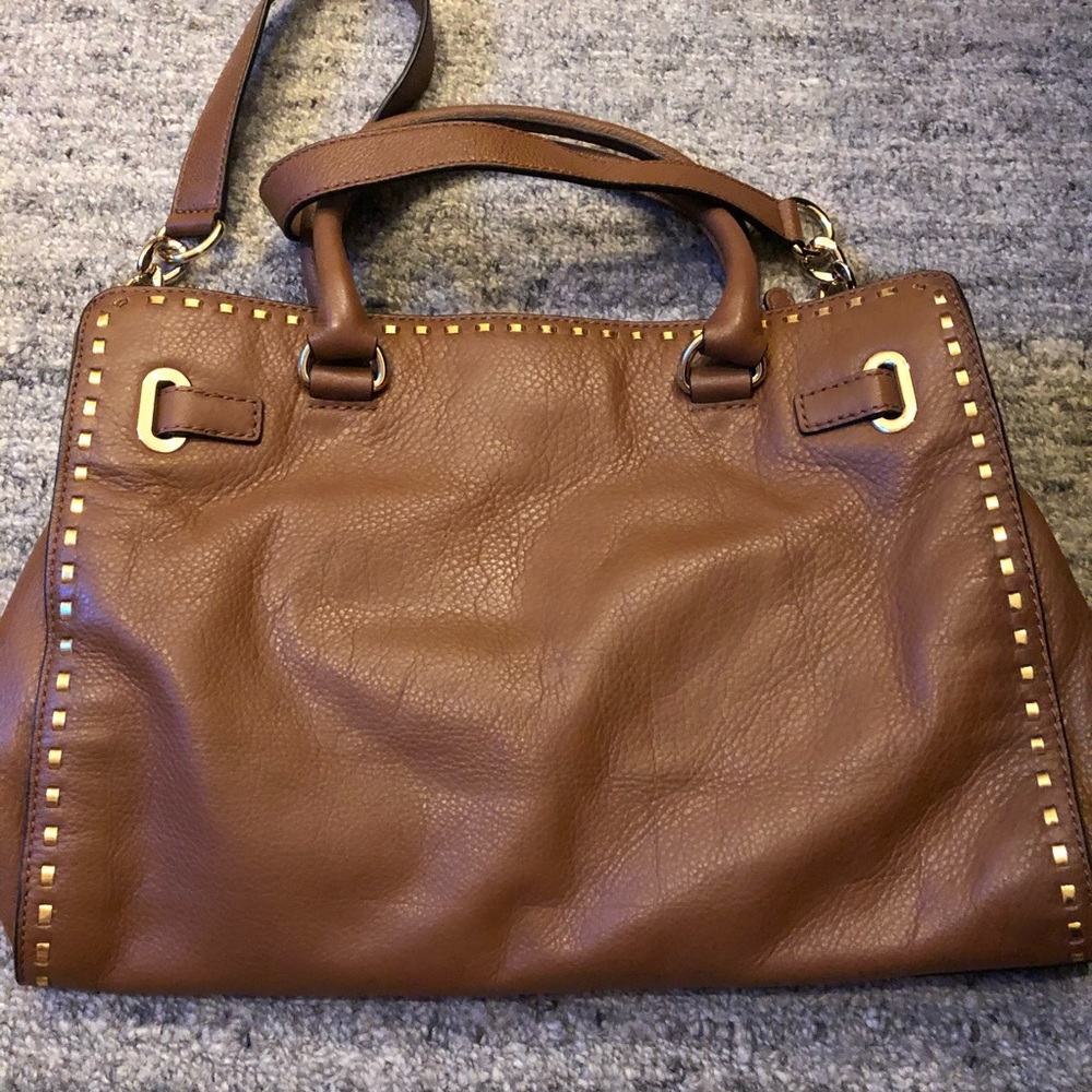 MK Hamilton large cognac Gold Trim Tote - Picture 5 of 9